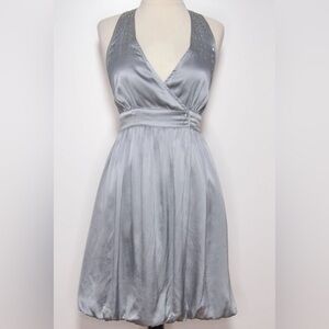 NAF NAF Silver Silk Sleeveless Midi Dress